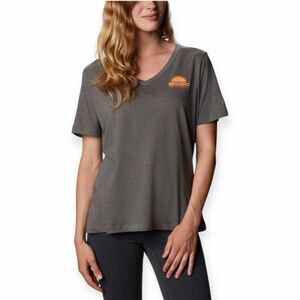 COLUMBIA Women’s Gray Short Sleeve Bluebird Day V-Neck Graphic Tee T-Shirt Large